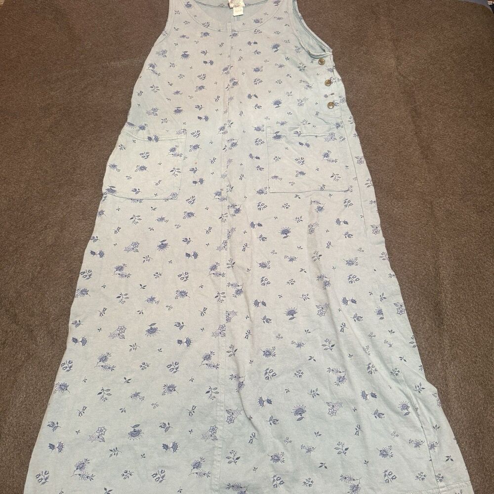 AG Sport Vintage Womens Dress M Medium Blue Floral Long Cotton Sleeveless